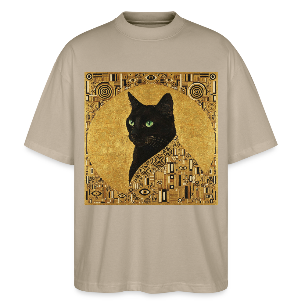 Adele… aber sie schnurrt – Goldene Katze à la Klimt | Stanley/Stella Oversized Unisex Bio T-Shirt Blaster - Steingrau