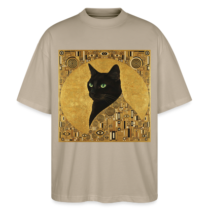 Adele… aber sie schnurrt – Goldene Katze à la Klimt | Stanley/Stella Oversized Unisex Bio T-Shirt Blaster - Steingrau