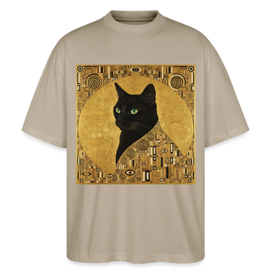 Adele… aber sie schnurrt – Goldene Katze à la Klimt | Stanley/Stella Oversized Unisex Bio T-Shirt Blaster - Steingrau
