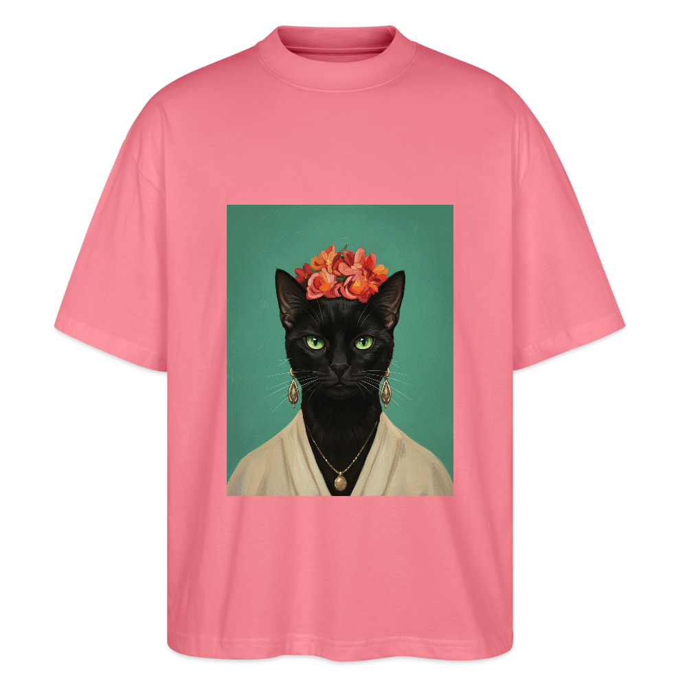 Frida Katze – Künstlerisches Katzenporträt | Stanley/Stella Oversized Unisex Bio T-Shirt Blaster - Pink 