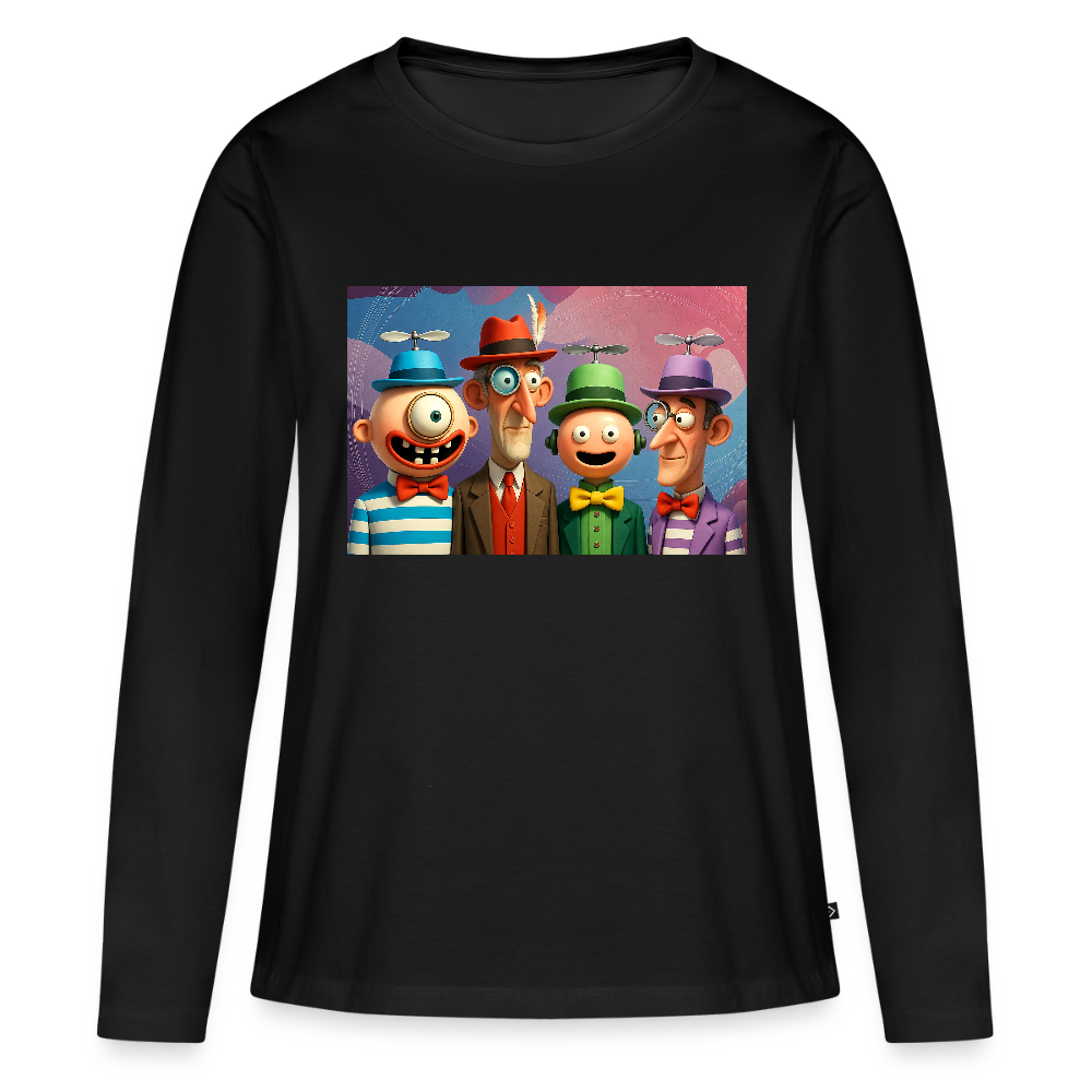 Gedankenkreise auf Hochtouren | Frauen Premium Bio Langarmshirt - Schwarz