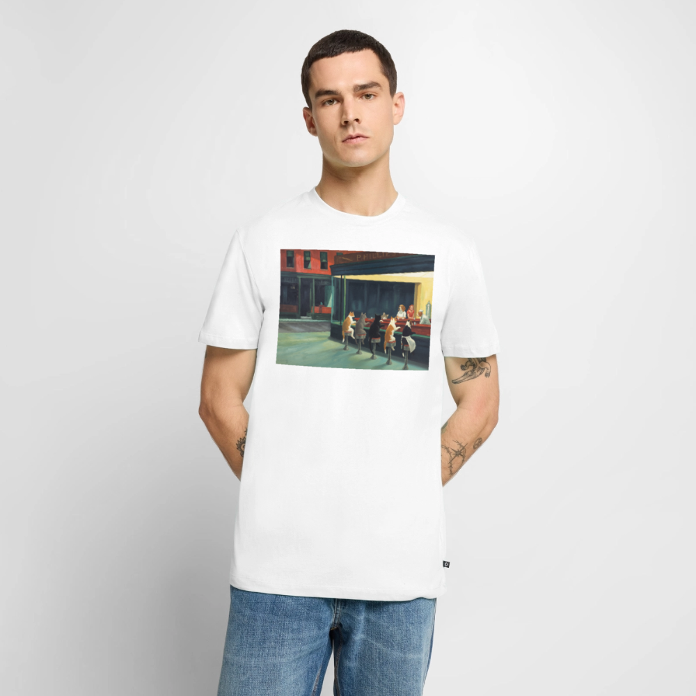 Wenn Hopper Katzen gemalt hätte | Männer Premium T-Shirt - Weiß