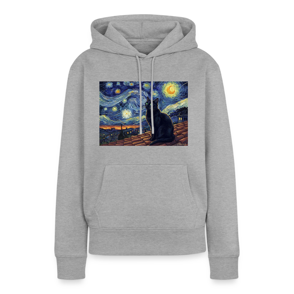 Sternennacht… aber die Katze denkt nach | Frauen Premium Hoodie - Grau meliert
