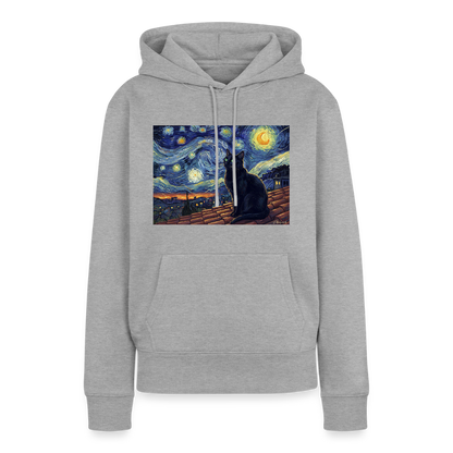 Sternennacht… aber die Katze denkt nach | Frauen Premium Hoodie - Grau meliert