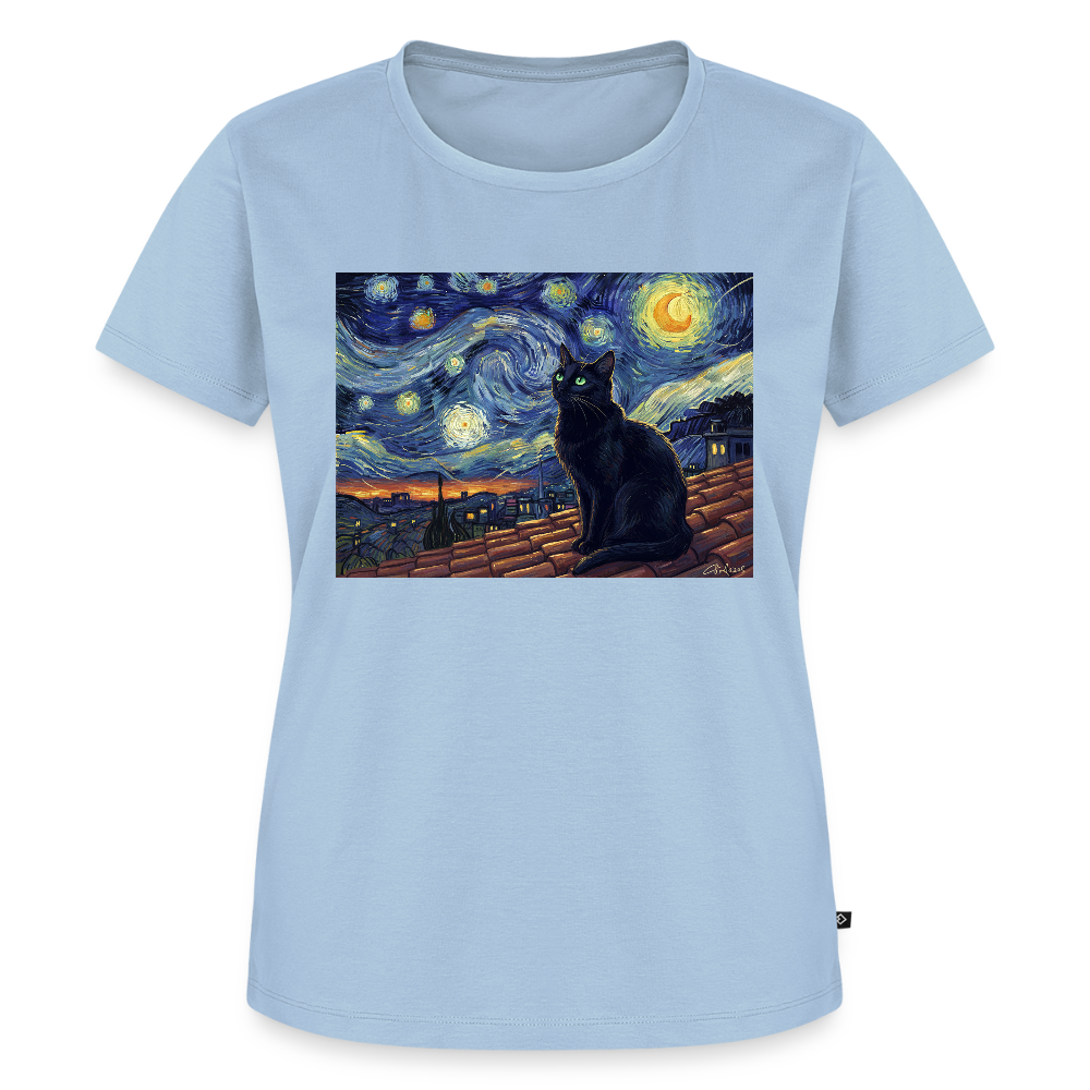 Sternennacht… aber die Katze denkt nach | Frauen Premium T-Shirt - Hellblau