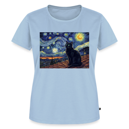 Sternennacht… aber die Katze denkt nach | Frauen Premium T-Shirt - Hellblau