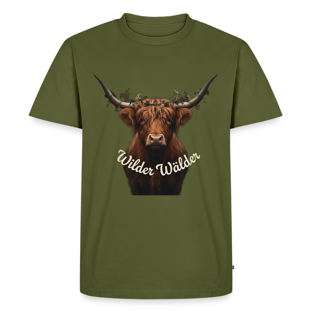 Wilder Wälder – Schwarzwald Highland Rind | Männer Premium T-Shirt - Khaki