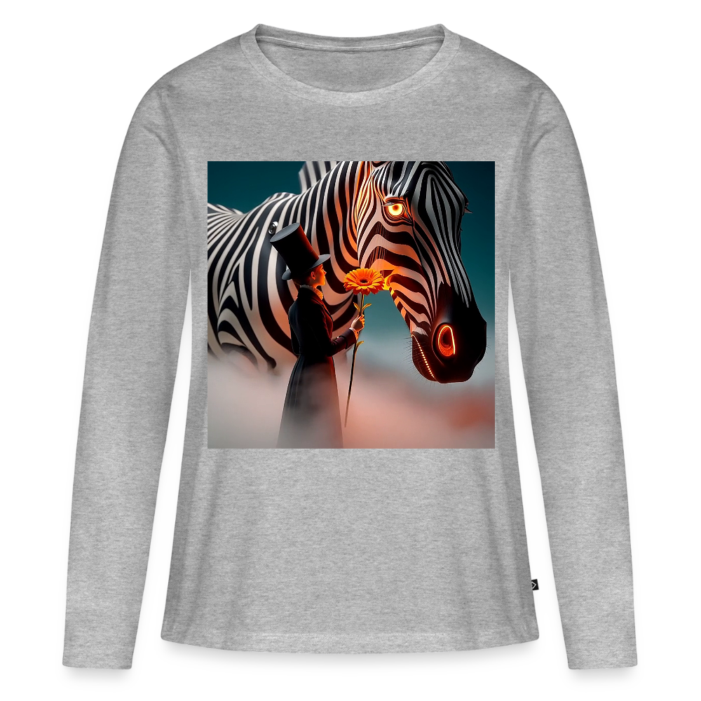 Blumen für ein Zebra | Frauen Premium Bio Langarmshirt - Grau meliert