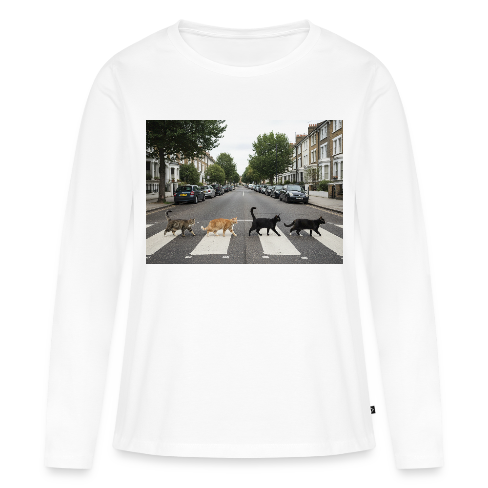 The Purrfect Crossing – Wir waren vor der Band da | Frauen Premium Bio Langarmshirt - Weiß
