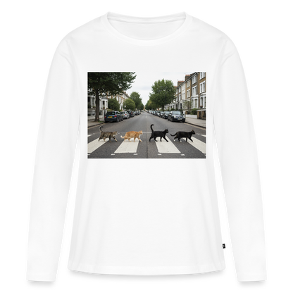 The Purrfect Crossing – Wir waren vor der Band da | Frauen Premium Bio Langarmshirt - Weiß