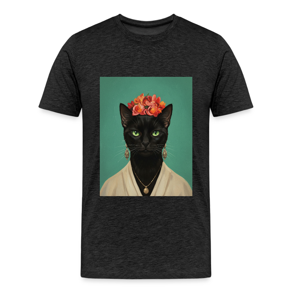 Frida Katze – Künstlerisches Katzenporträt | Premium Herren T-Shirt - charcoal grey
