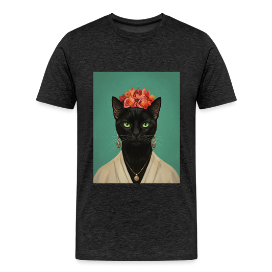 Frida Katze – Künstlerisches Katzenporträt | Premium Herren T-Shirt - charcoal grey