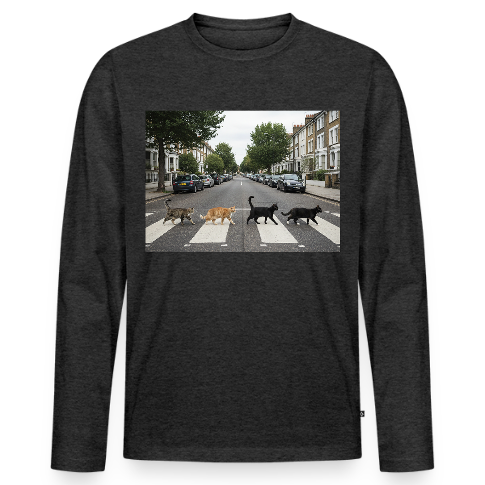 The Purrfect Crossing – Wir waren vor der Band da | Männer Premium Bio Langarmshirt - Anthrazit meliert