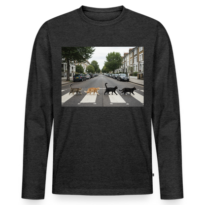 The Purrfect Crossing – Wir waren vor der Band da | Männer Premium Bio Langarmshirt - Anthrazit meliert