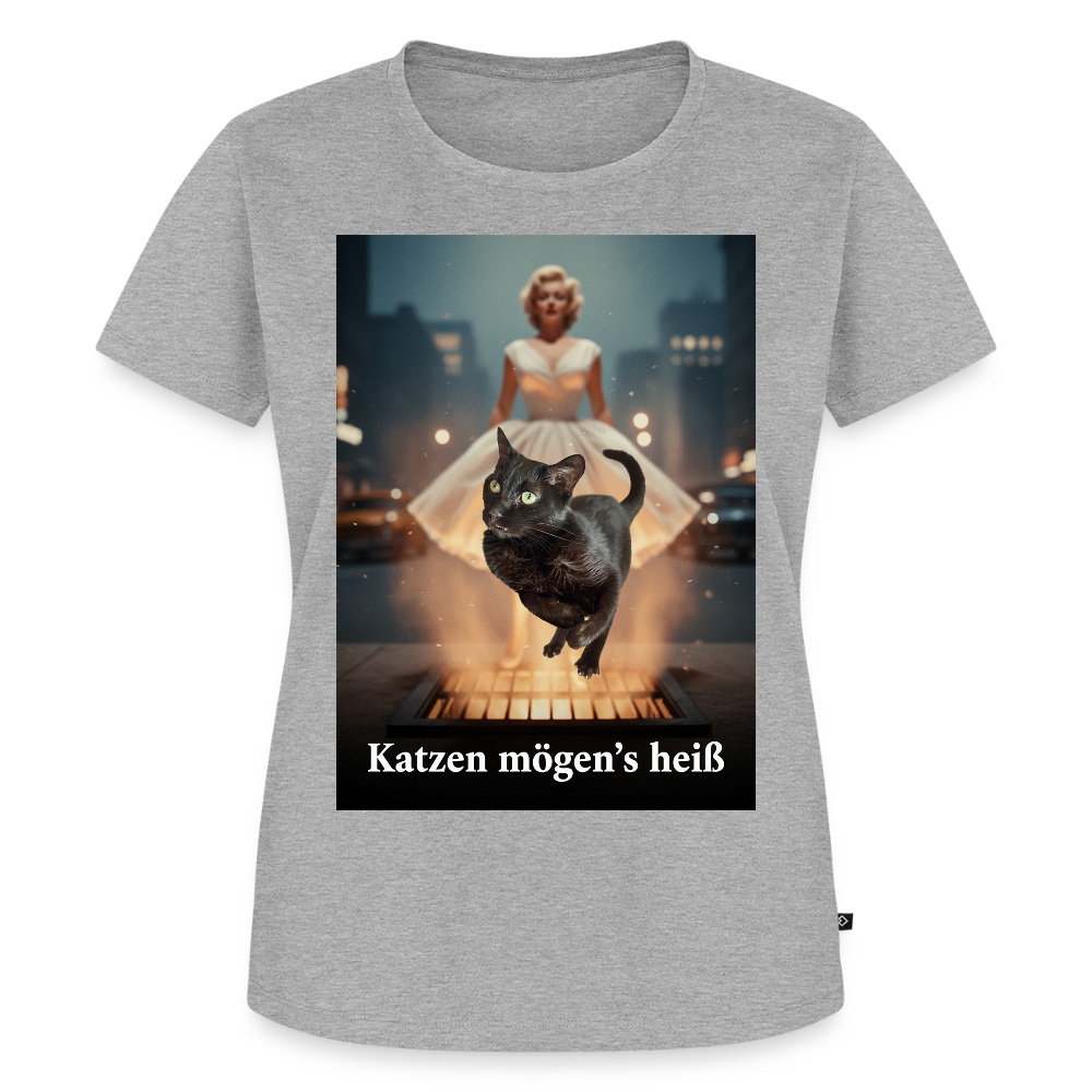 Katzen mögen’s heiß | Frauen Premium T-Shirt - Grau meliert