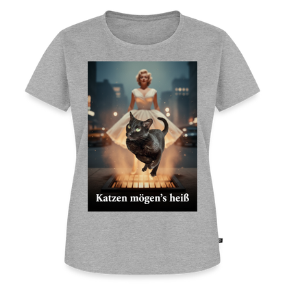 Katzen mögen’s heiß | Frauen Premium T-Shirt - Grau meliert