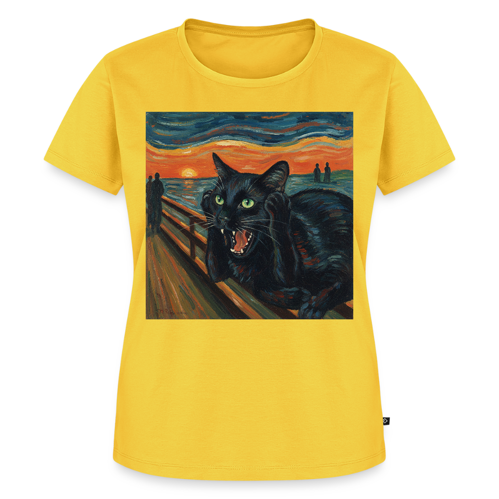 Der Schrei… aber die Katze hat’s zuerst gemerkt | Frauen Premium T-Shirt - Gelb