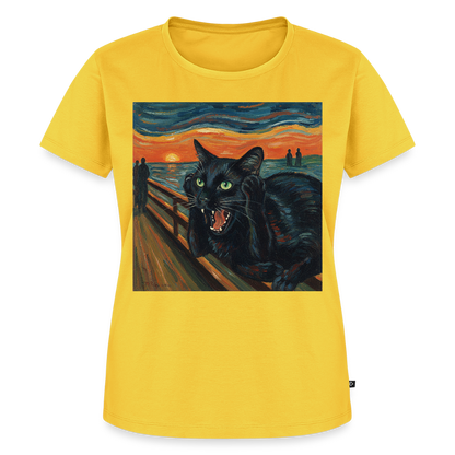 Der Schrei… aber die Katze hat’s zuerst gemerkt | Frauen Premium T-Shirt - Gelb