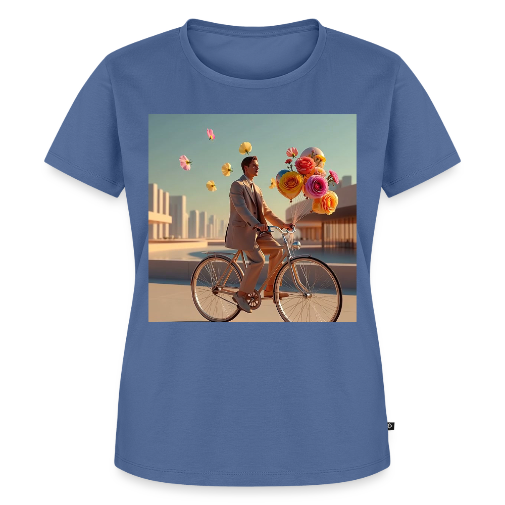 Fahrt ins Ungewisse (mit Blumen) | Frauen Premium T-Shirt - Taubenblau