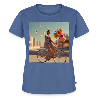 Fahrt ins Ungewisse (mit Blumen) | Frauen Premium T-Shirt - Taubenblau
