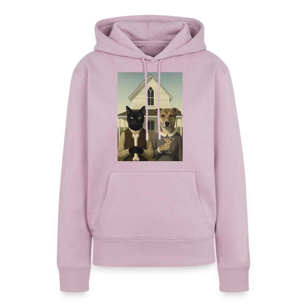 American Gothic… aber mit Katze und Hund | Frauen Premium Hoodie - Altrosa