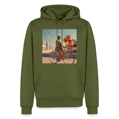 Fahrt ins Ungewisse (mit Blumen) | Männer Premium Hoodie - Khaki