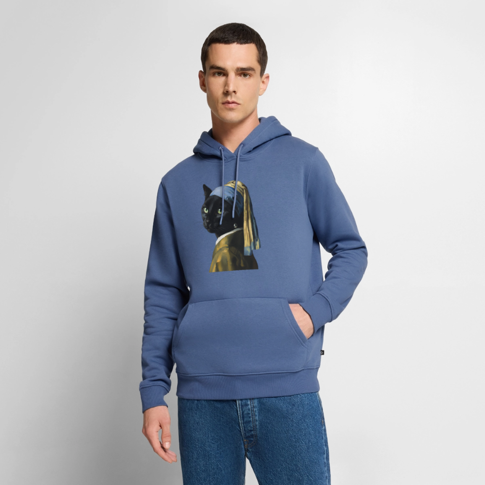 Das Mädchen mit dem Perlenohrring… aber es ist eine Katze | Männer Premium Hoodie - Taubenblau