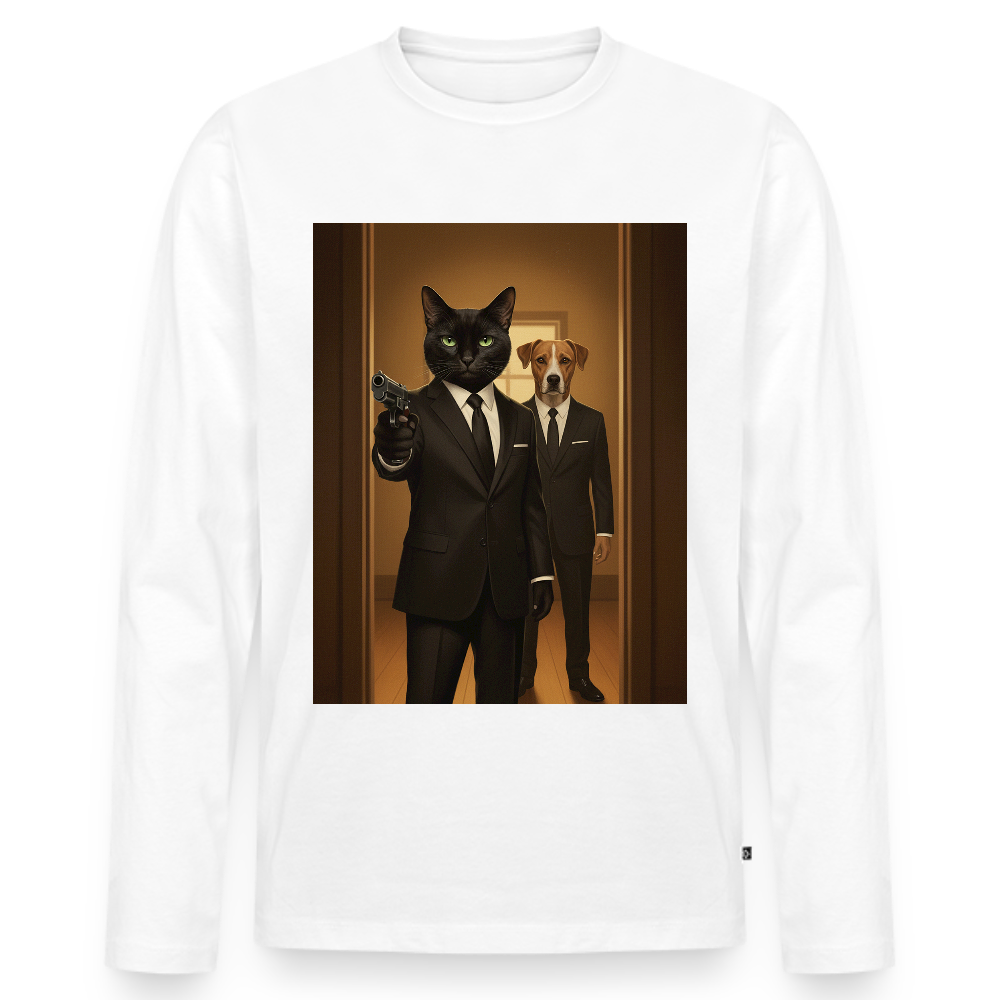 Krümel – Say Meow Again | Männer Premium Bio Langarmshirt - Weiß