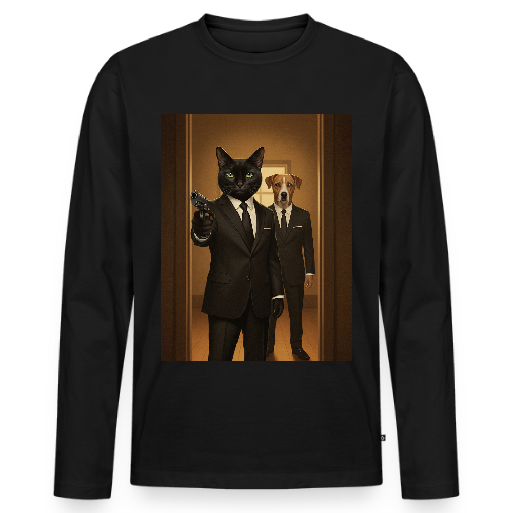 Krümel – Say Meow Again | Männer Premium Bio Langarmshirt - Schwarz