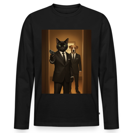 Krümel – Say Meow Again | Männer Premium Bio Langarmshirt - Schwarz