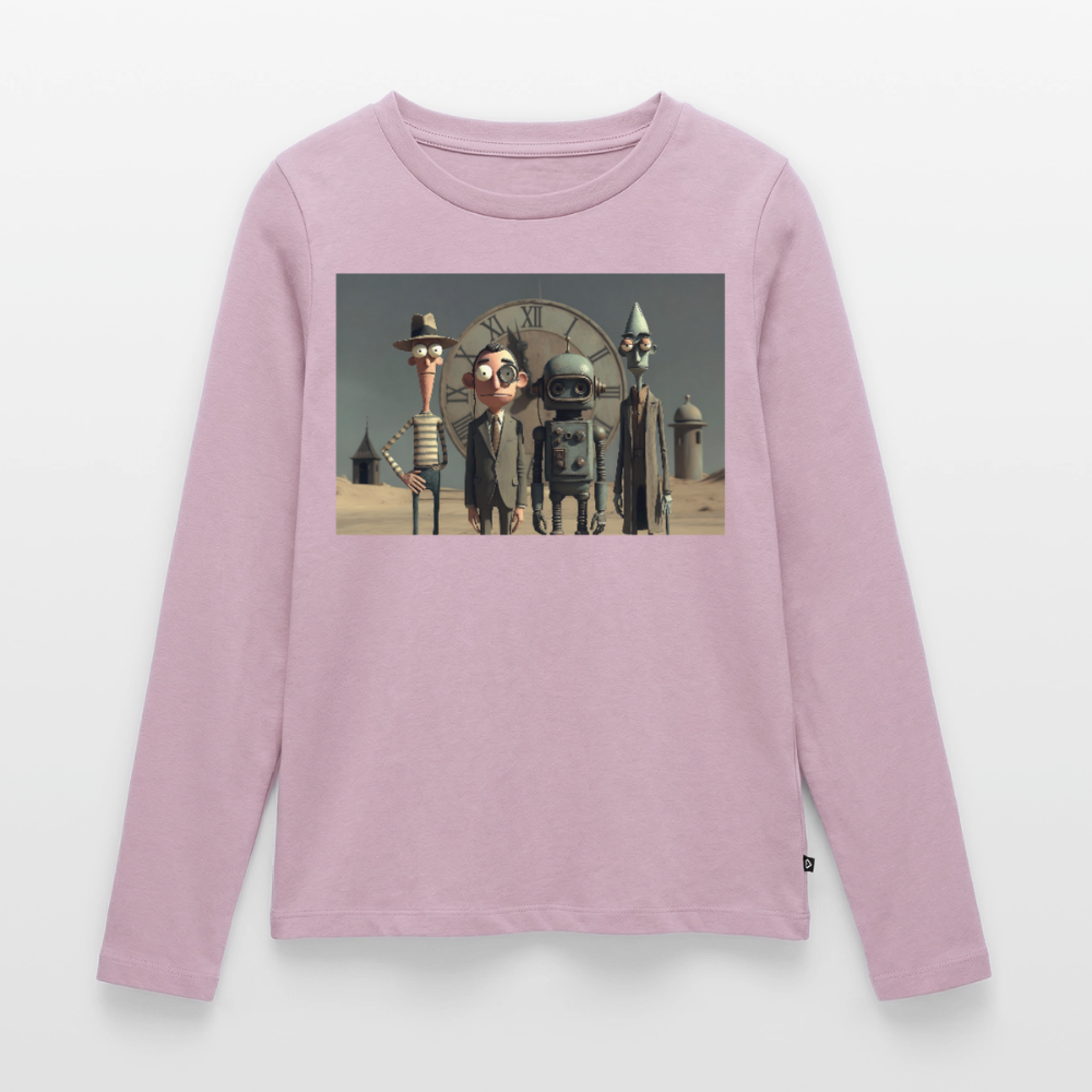 Pünktlich zu spät – Die seltsame Gesellschaft | Frauen Premium Bio Langarmshirt - Altrosa