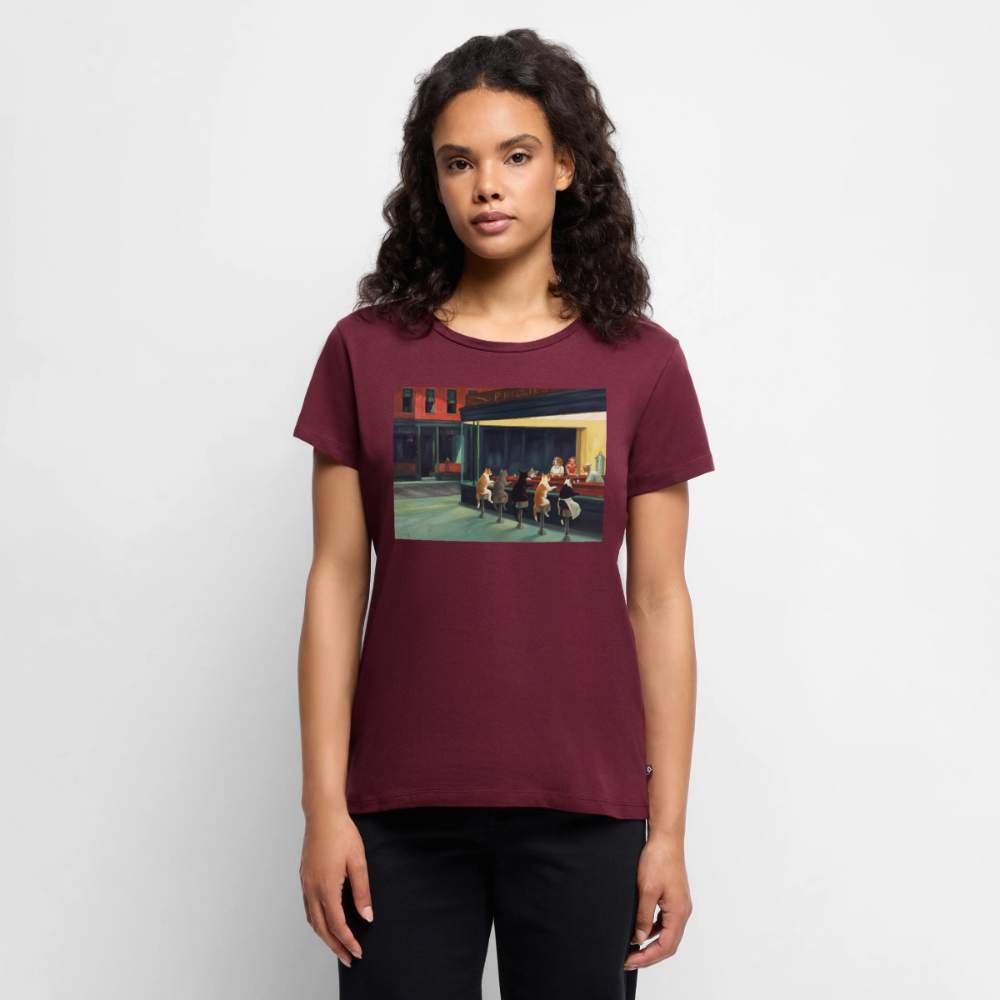 Wenn Hopper Katzen gemalt hätte | Frauen Premium T-Shirt - Burgunderrot