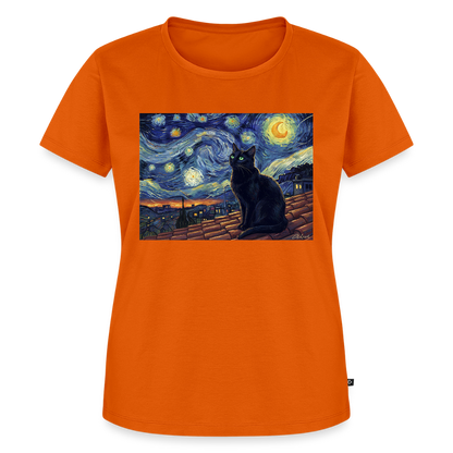 Sternennacht… aber die Katze denkt nach | Frauen Premium T-Shirt - Orange 