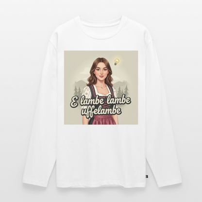 E Lambe, lambe, uffelambe – Alemannischer Geistesblitz | Männer Premium Bio Langarmshirt - Weiß