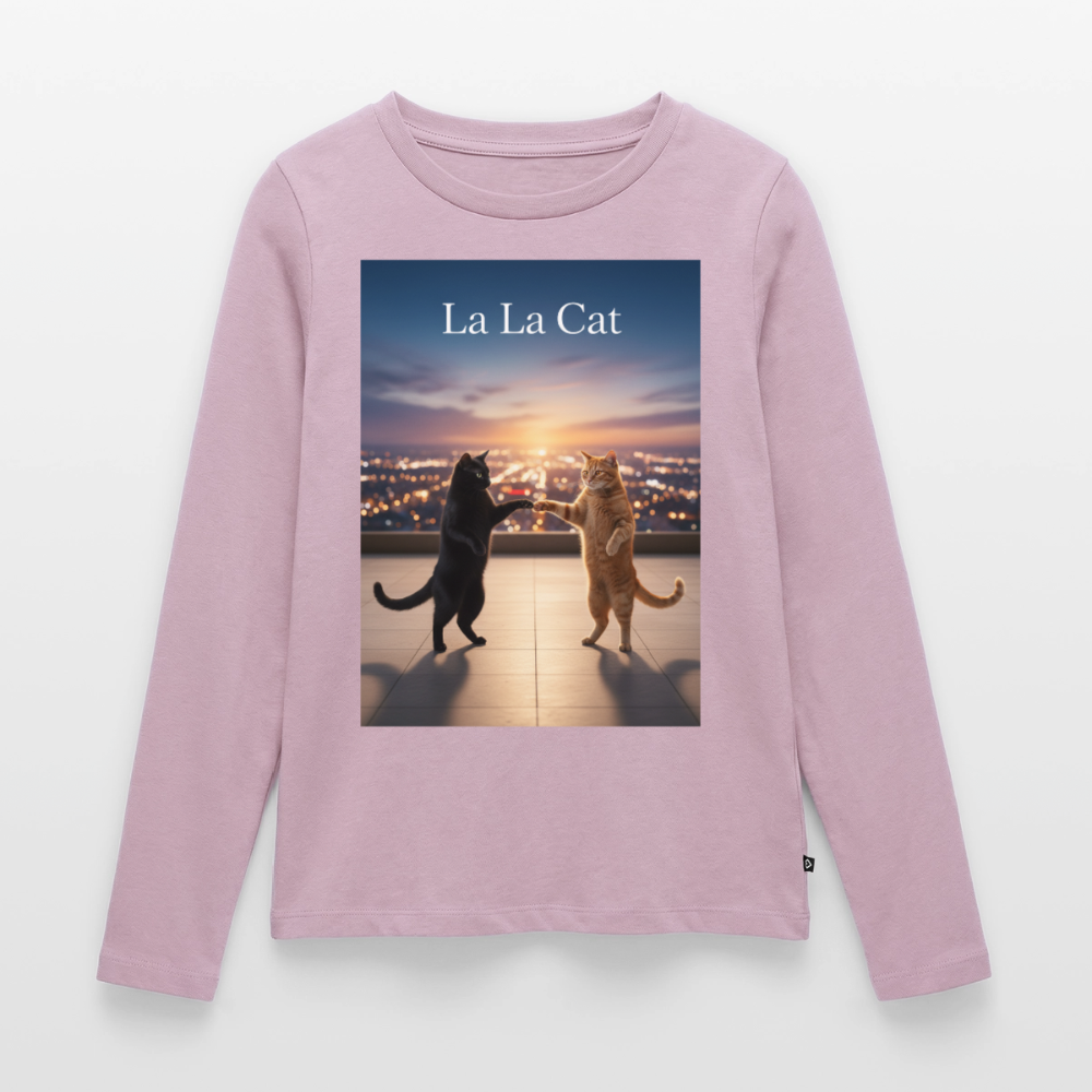 La La Cat – Tanz über den Dächern | Frauen Premium Bio Langarmshirt - Altrosa