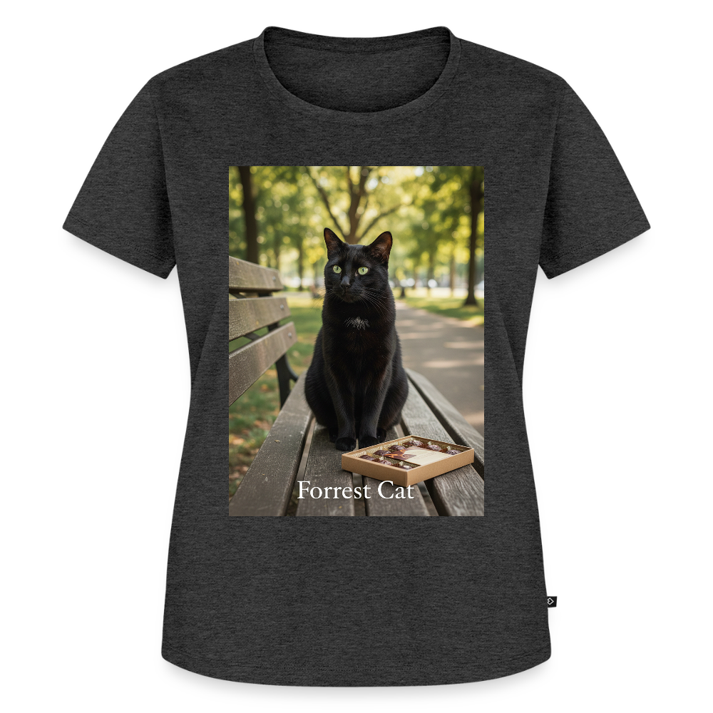 Forrest Cat – Krümel wartet | Frauen Premium T-Shirt - Anthrazit meliert