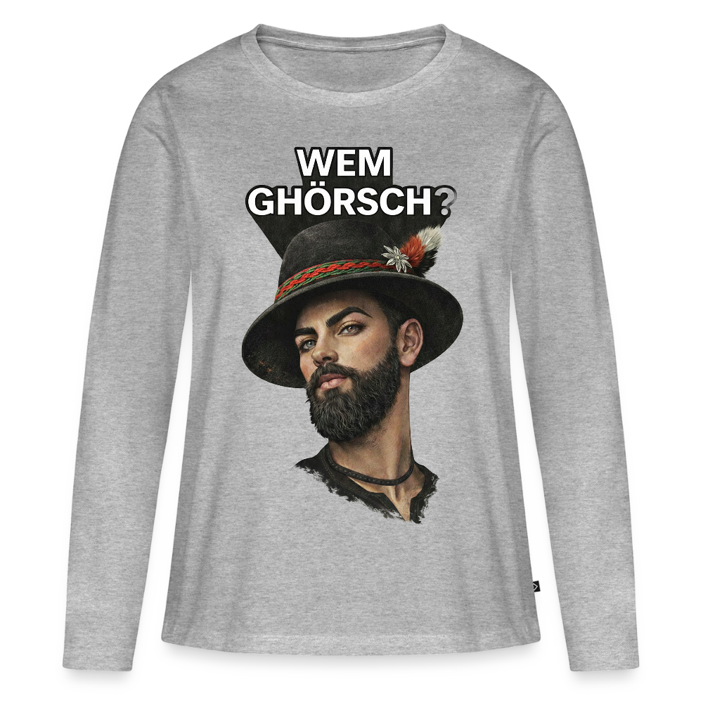 Wem ghörsch? – Alemannische Klärung | Frauen Premium Bio Langarmshirt - Grau meliert