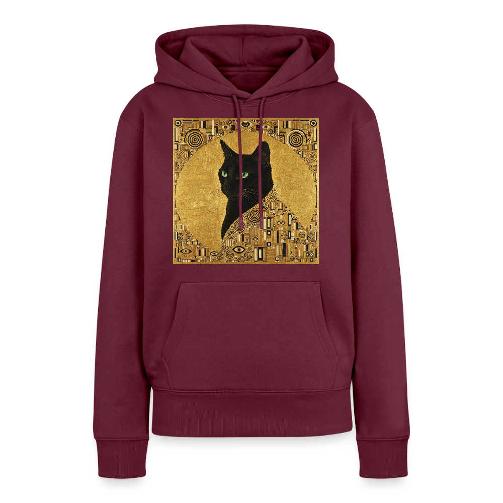 Adele… aber sie schnurrt – Goldene Katze à la Klimt | Frauen Premium Hoodie - Burgunderrot