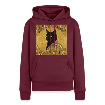 Adele… aber sie schnurrt – Goldene Katze à la Klimt | Frauen Premium Hoodie - Burgunderrot
