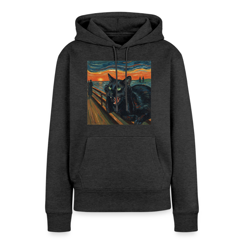 Der Schrei… aber die Katze hat’s zuerst gemerkt | Frauen Premium Hoodie - Anthrazit meliert