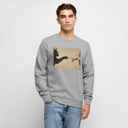 Die Erschaffung Adams… aber die Katze war schneller |  Männer Premium Pullover - Grau meliert