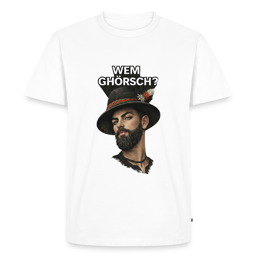 Wem ghörsch? – Alemannische Klärung | Männer Premium T-Shirt - Weiß