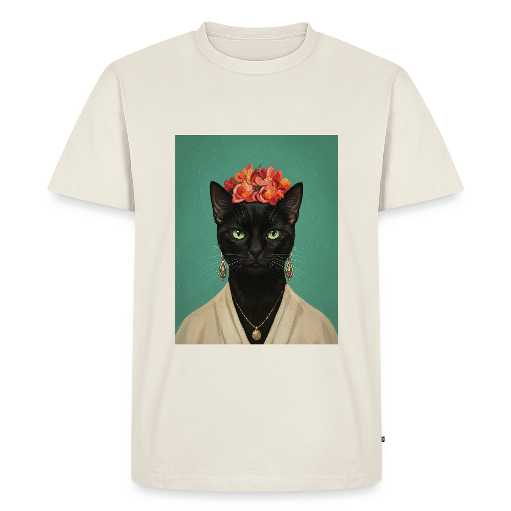 Frida Katze – Künstlerisches Katzenporträt | Premium Herren T-Shirt - off white