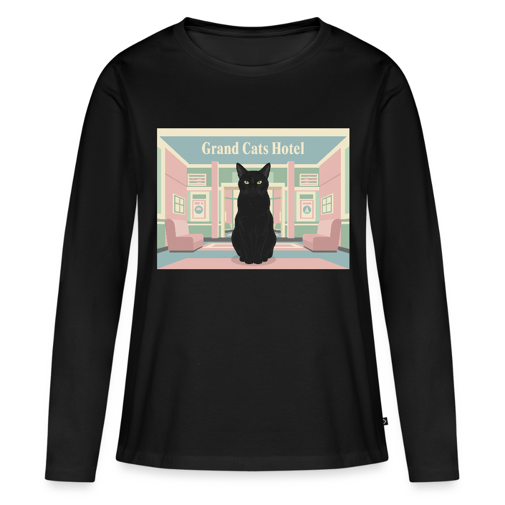 Grand Hotel Krümel | Frauen Premium Bio Langarmshirt - Schwarz