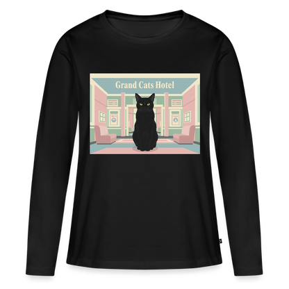 Grand Hotel Krümel | Frauen Premium Bio Langarmshirt - Schwarz