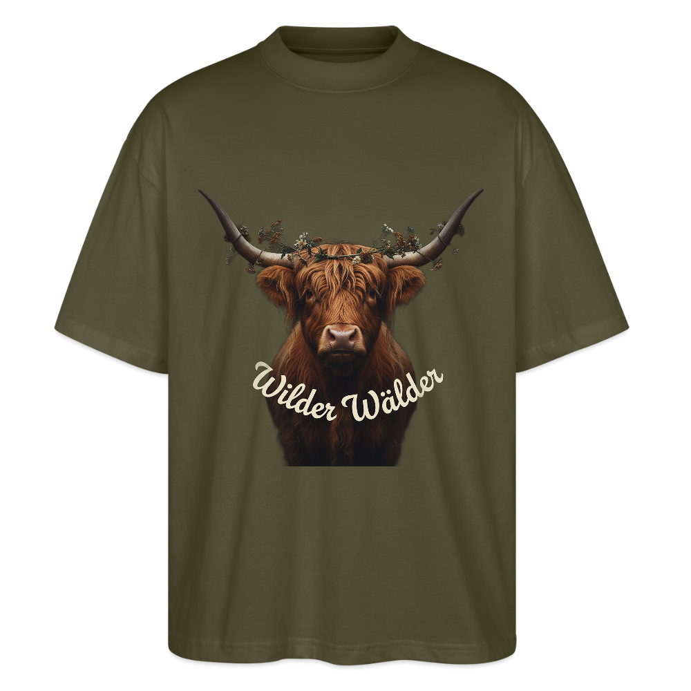 Wilder Wälder – Schwarzwald Highland Rind | Stanley/Stella Oversized Unisex Bio T-Shirt Blaster - Khaki