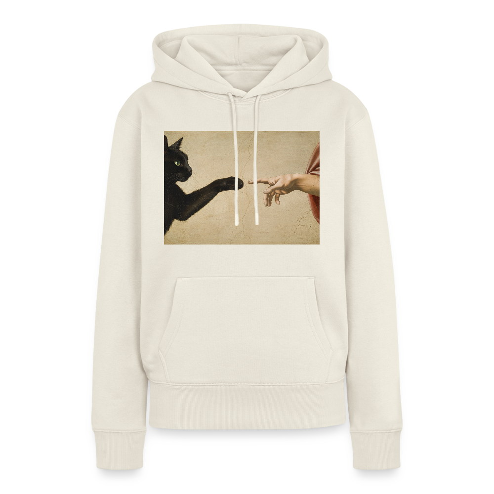 Die Erschaffung Adams… aber die Katze war schneller | Frauen Premium Hoodie - Naturweiß