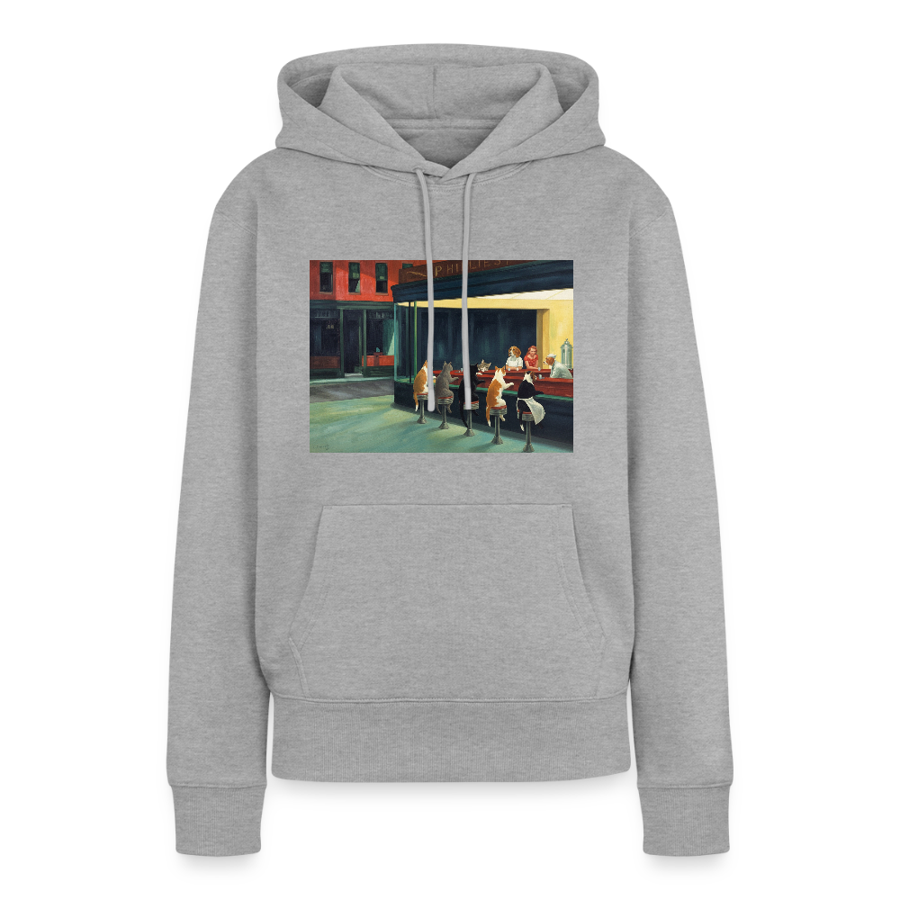 Wenn Hopper Katzen gemalt hätte | Frauen Premium Hoodie - Grau meliert