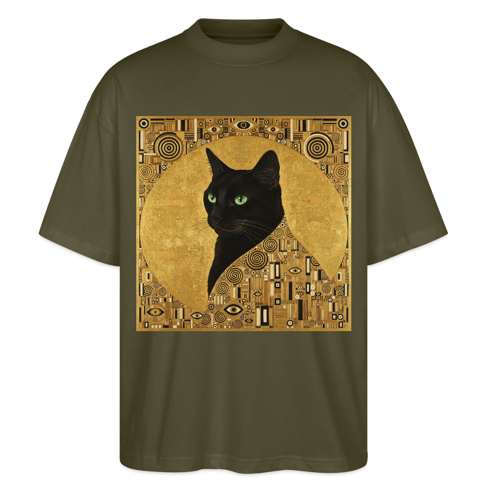 Adele… aber sie schnurrt – Goldene Katze à la Klimt | Stanley/Stella Oversized Unisex Bio T-Shirt Blaster - Khaki