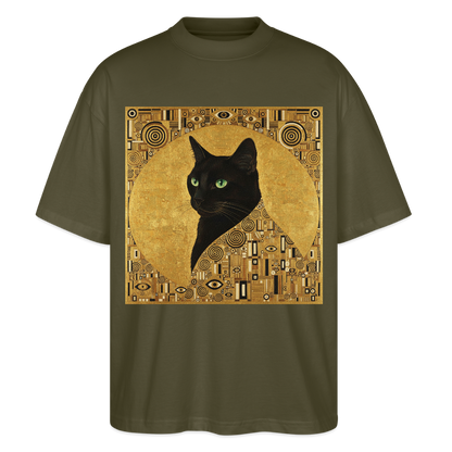 Adele… aber sie schnurrt – Goldene Katze à la Klimt | Stanley/Stella Oversized Unisex Bio T-Shirt Blaster - Khaki
